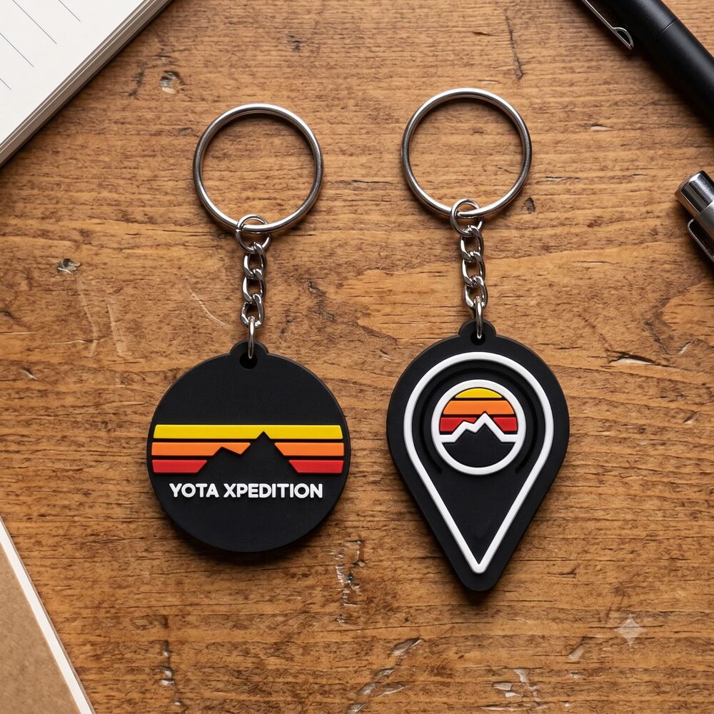 2 Black Yota Xpedition Mountain Logo Keychain Toyota TRD Pro 4runner Tacoma PVC